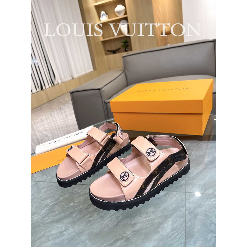 l**is V*t*n paseo flat comfort sandals pink and black