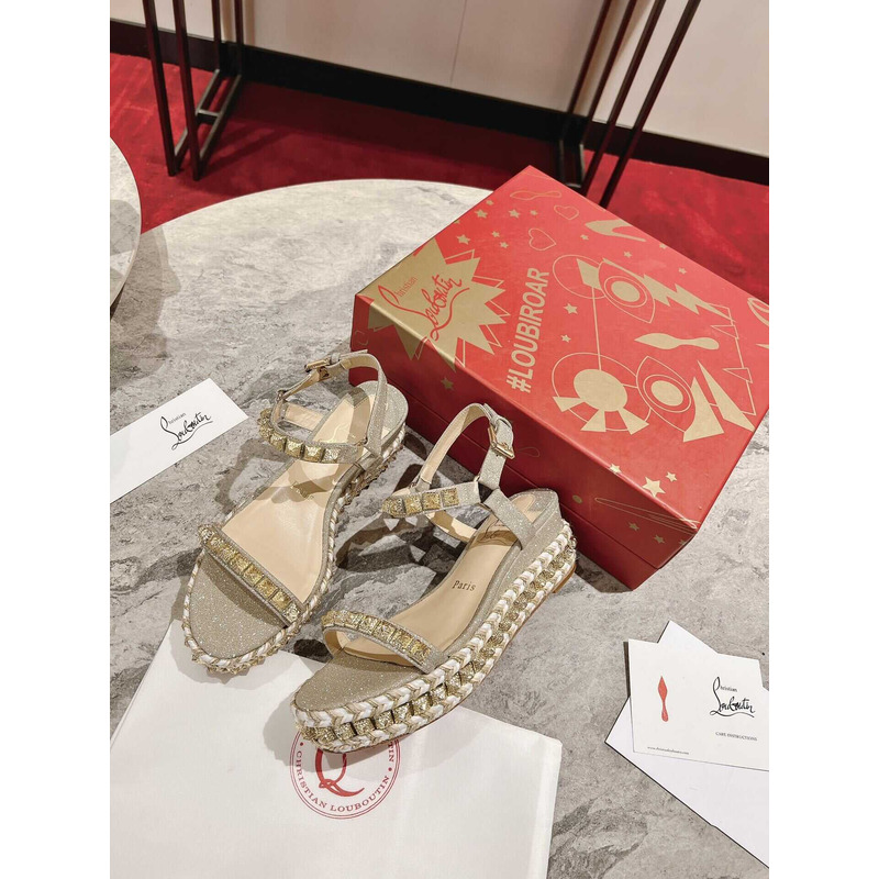 Ch**an louboutin pyraclou spiked wedge sandal