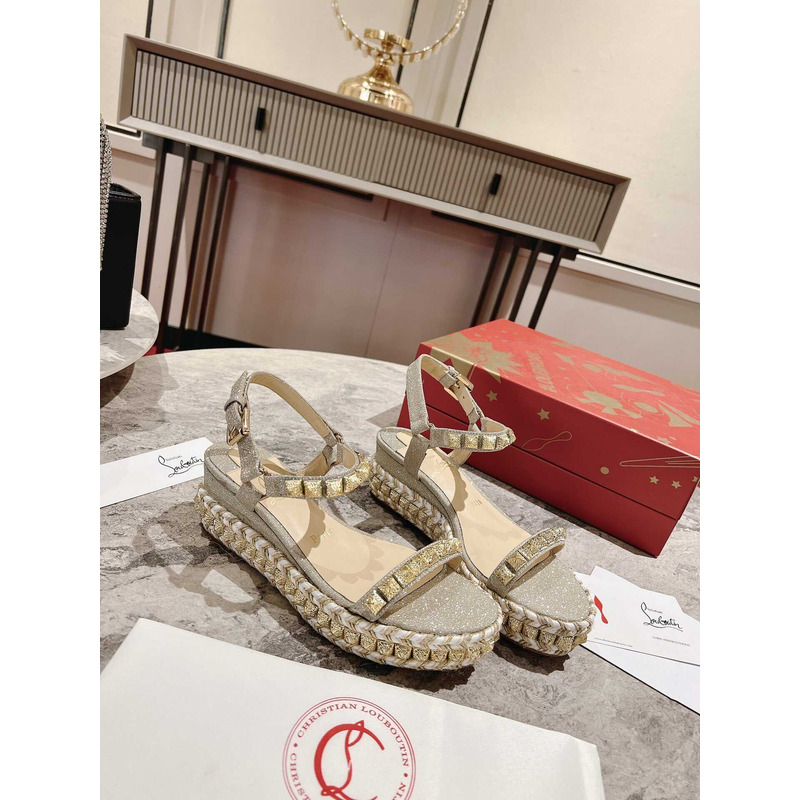 Ch**an louboutin pyraclou spiked wedge sandal