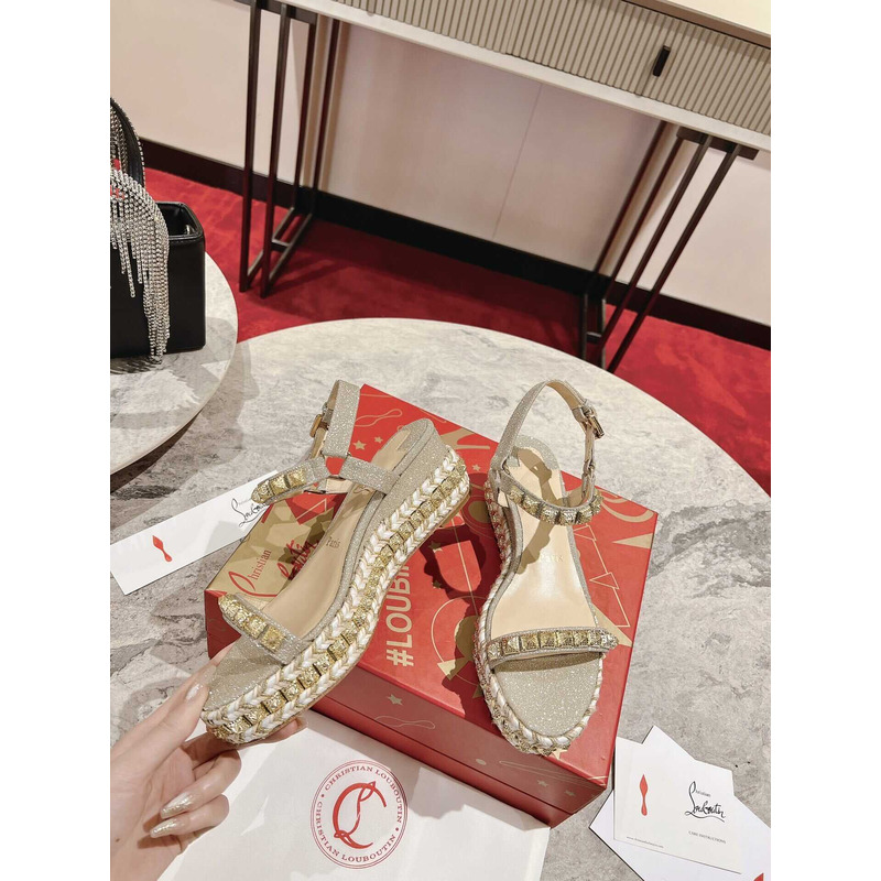 Ch**an louboutin pyraclou spiked wedge sandal