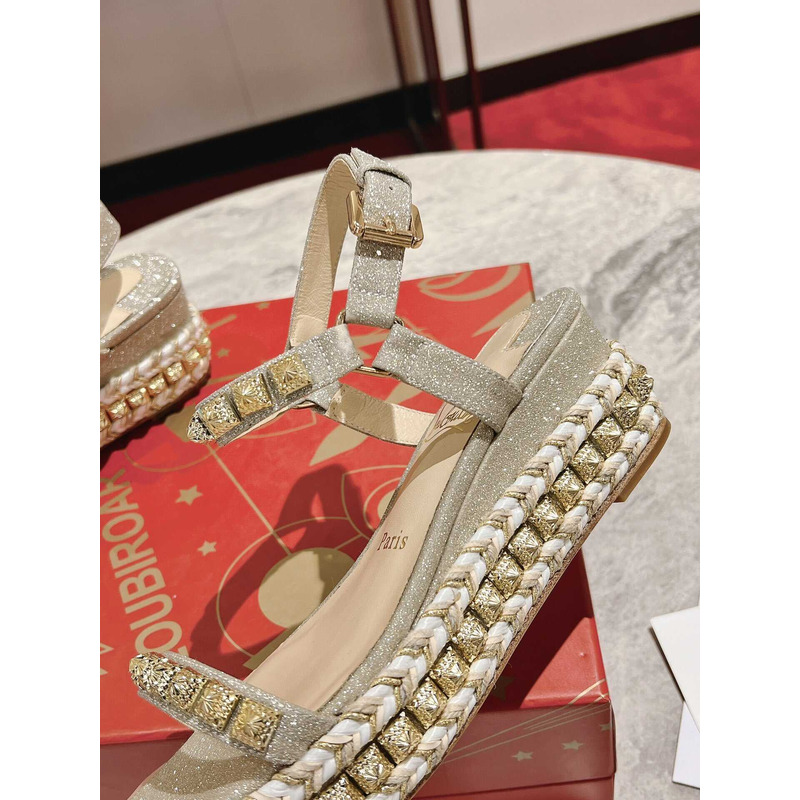 Ch**an louboutin pyraclou spiked wedge sandal