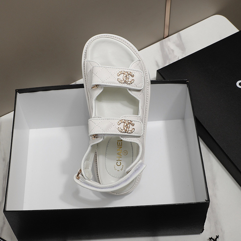 Ch*el dad sandals leather white