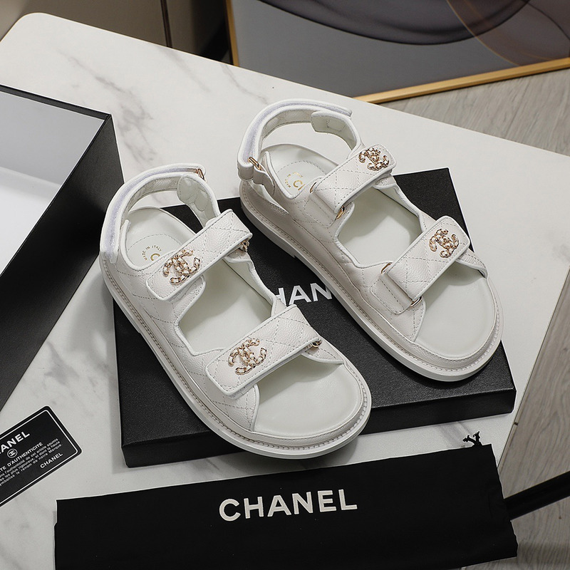 Ch*el dad sandals leather white