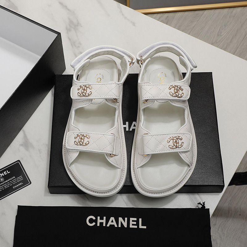 Ch*el dad sandals leather white