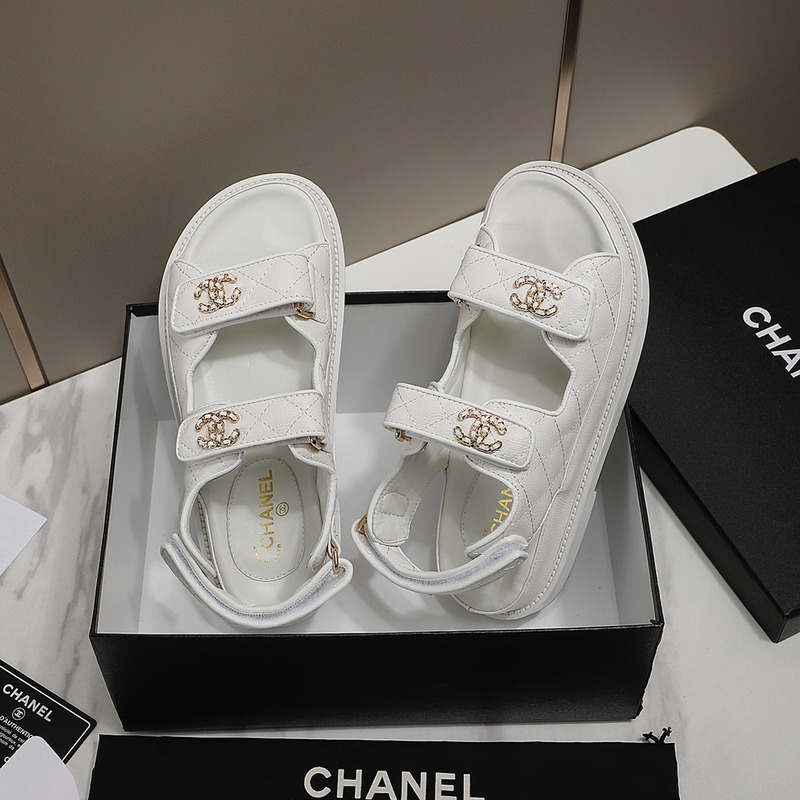 Ch*el dad sandals leather white