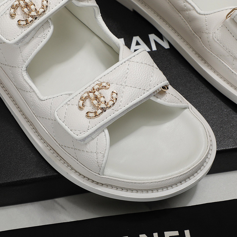 Ch*el dad sandals leather white