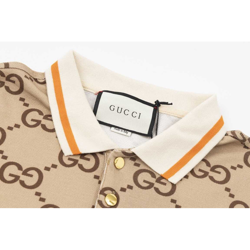 G*u*i gg cotton silk polo shirt brown