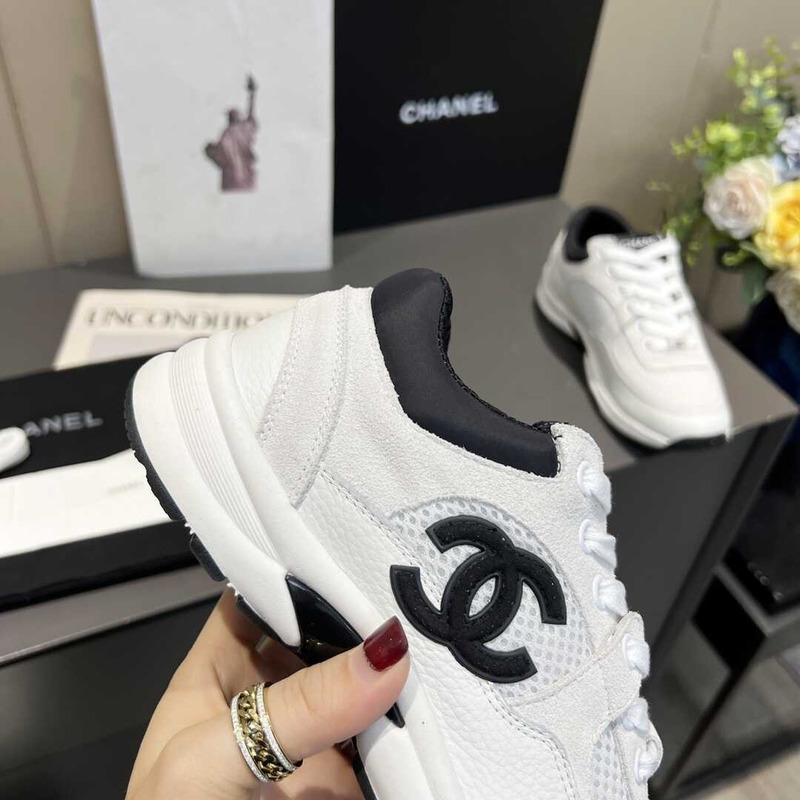 Ch*el low top trainer suede white black