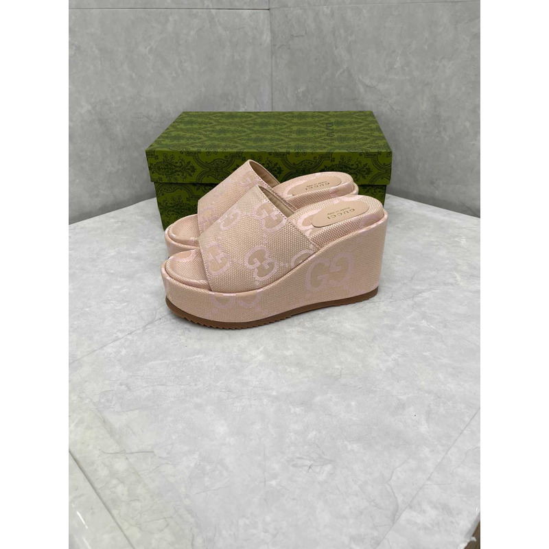 G*u*i jumbo gg platform slide sandal canvas pink