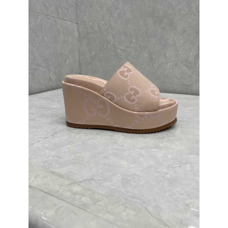 G*u*i jumbo gg platform slide sandal canvas pink