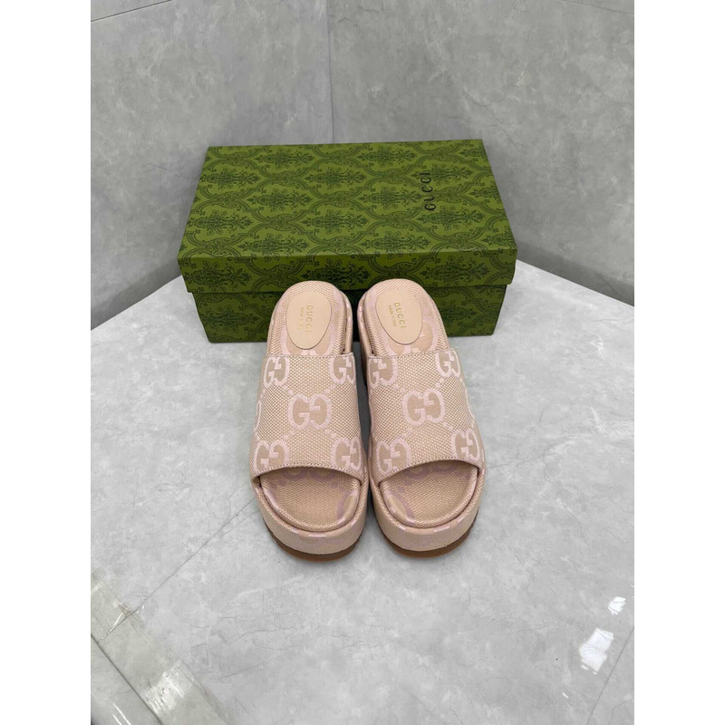 G*u*i jumbo gg platform slide sandal canvas pink