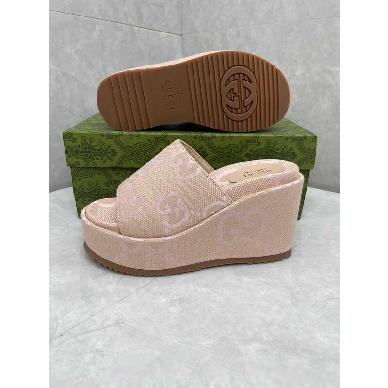 G*u*i jumbo gg platform slide sandal canvas pink