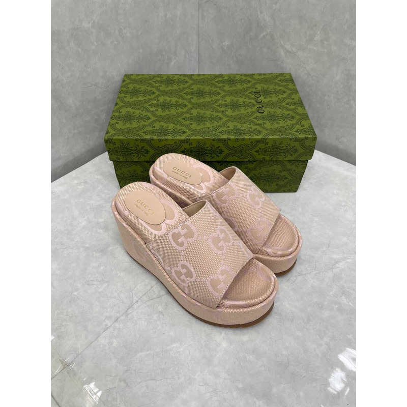 G*u*i jumbo gg platform slide sandal canvas pink