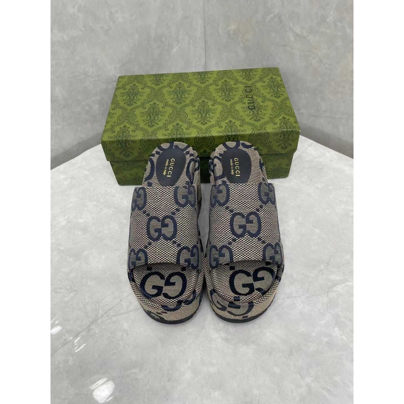 G*u*i jumbo gg platform slide sandal canvas gray