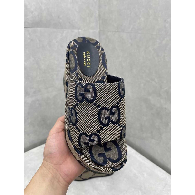 G*u*i jumbo gg platform slide sandal canvas gray