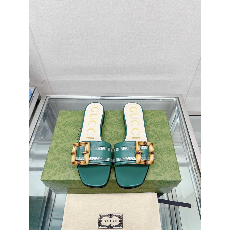 G*u*i women\''s slide sandal with bamboo buckle green