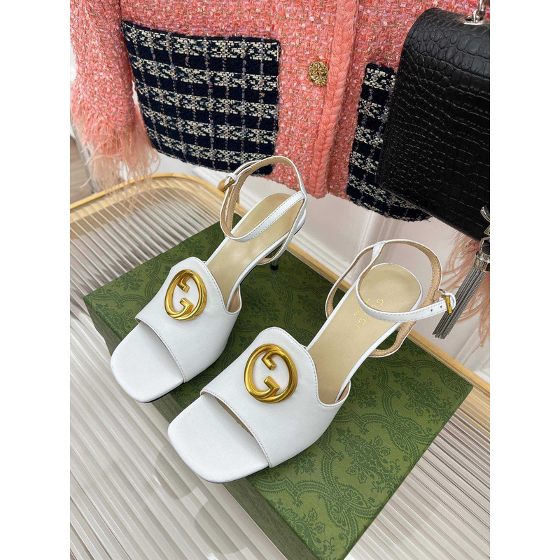 G*u*i blondie series high-heeled sandals white