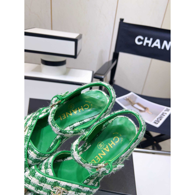 Ch*el gingham platform casual style party style office style green