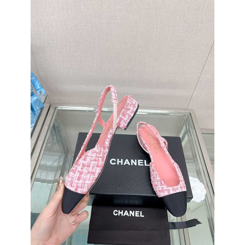 Ch*el slingback tweed sandal pink