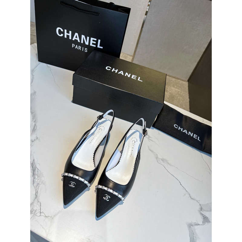 Ch*el chain plain block heels party style elegant style mules