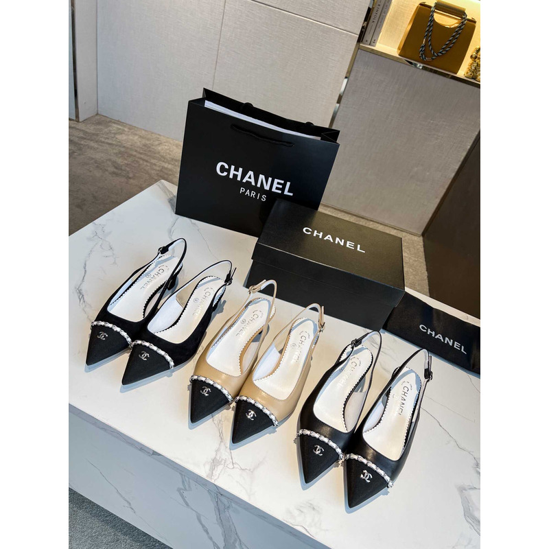 Ch*el chain plain block heels party style elegant style mules