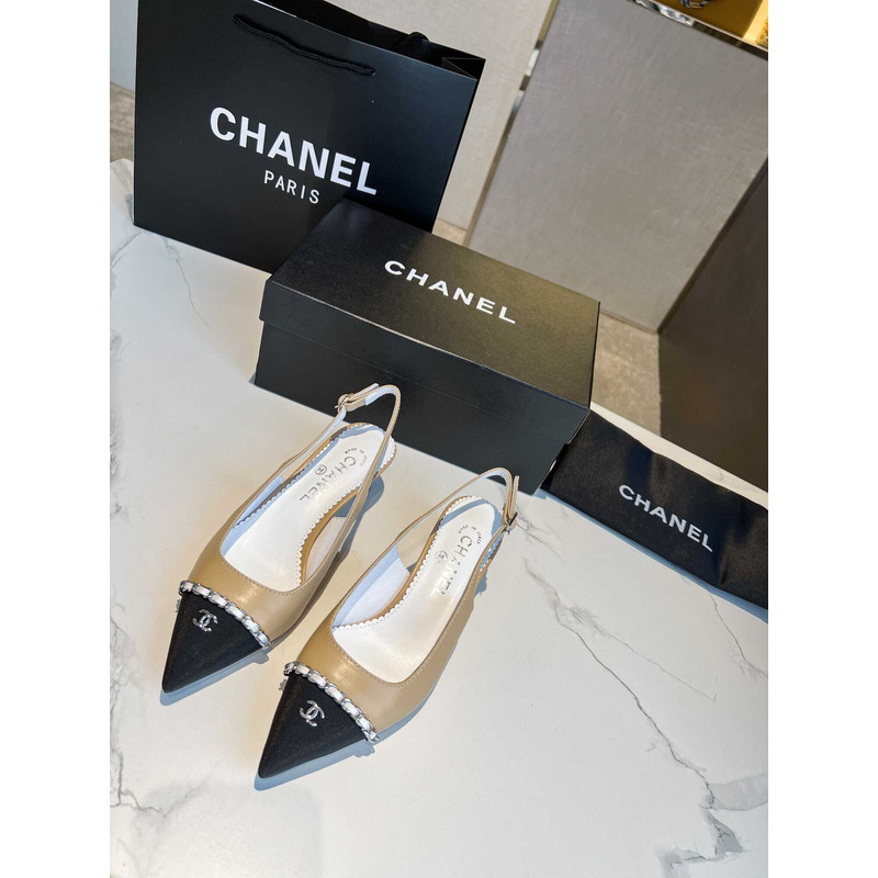 Ch*el chain plain block heels party style elegant style mules brown