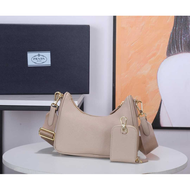 Pra*a saffiano leather bag cameo beige