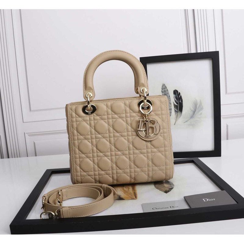 D*or medium lady D*or bag sand pink cannage lambskin