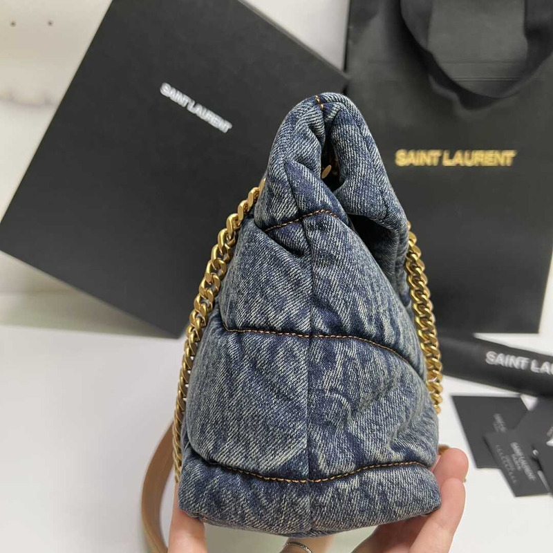 Saint Laurent Loulou Puffer Shoulder Bag Denim Medium