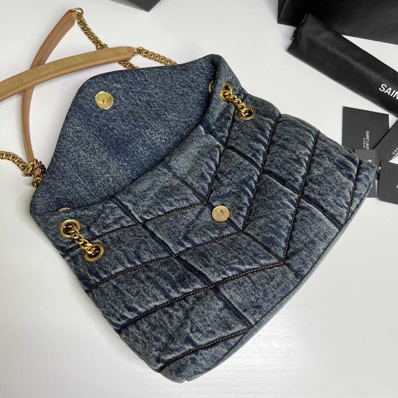 Saint Laurent Loulou Puffer Shoulder Bag Denim Medium