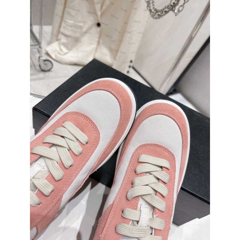 Ch*el cc logo suede kidskin trainers pink