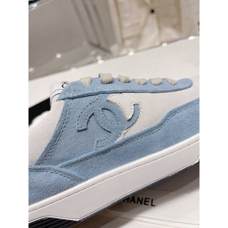 Ch*el cc logo suede kidskin trainers blue