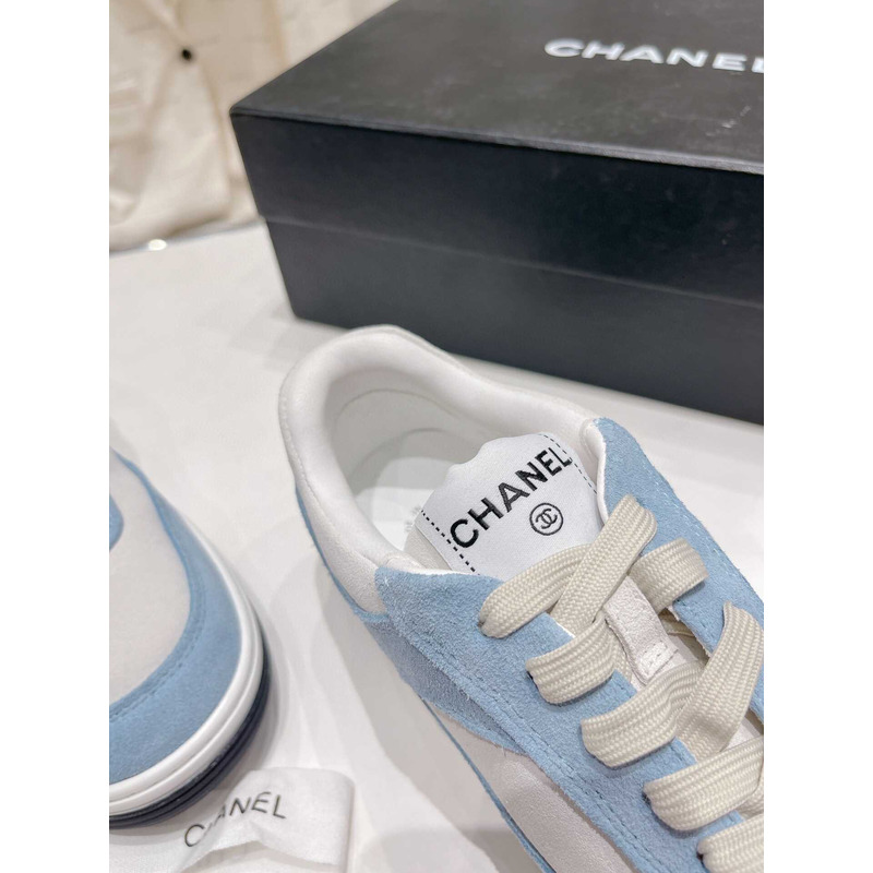 Ch*el cc logo suede kidskin trainers blue