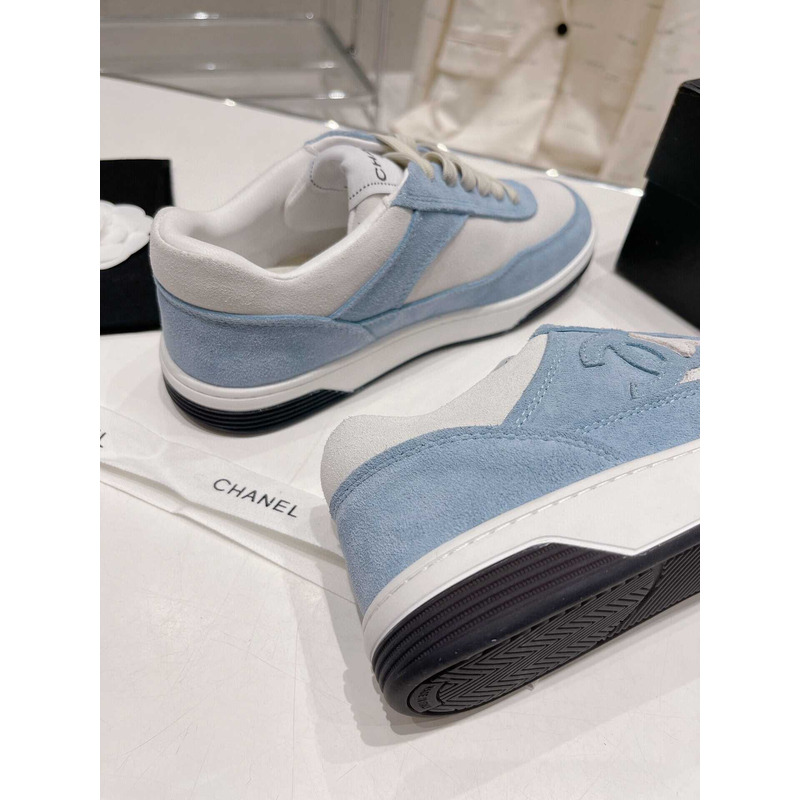 Ch*el cc logo suede kidskin trainers blue