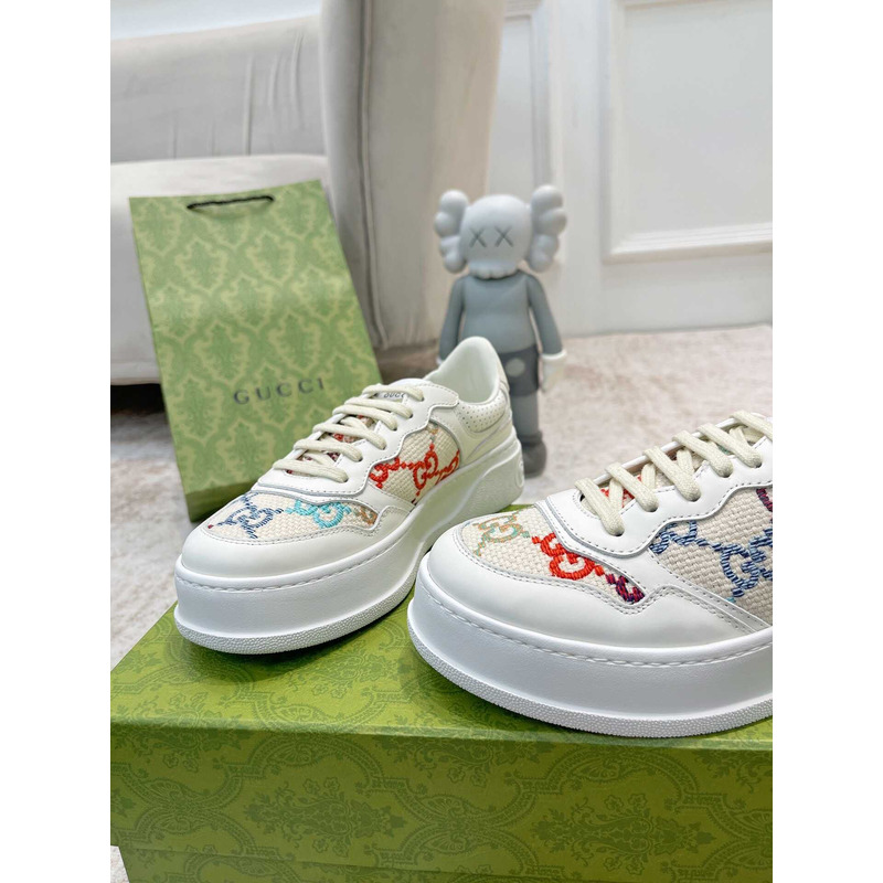 G*u*i gg-jacquard leather trainers