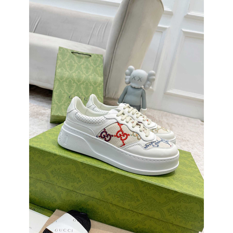 G*u*i gg-jacquard leather trainers