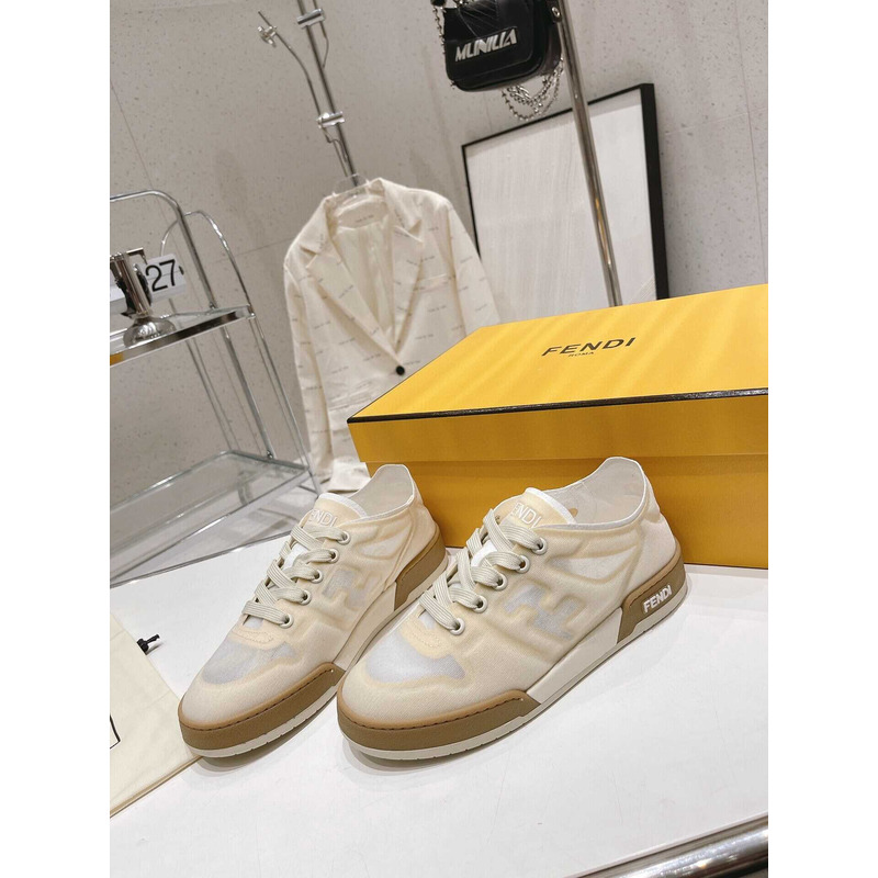 F**di match suede and leather.sneakers beige