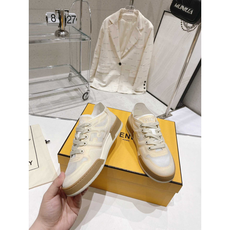 F**di match suede and leather.sneakers beige