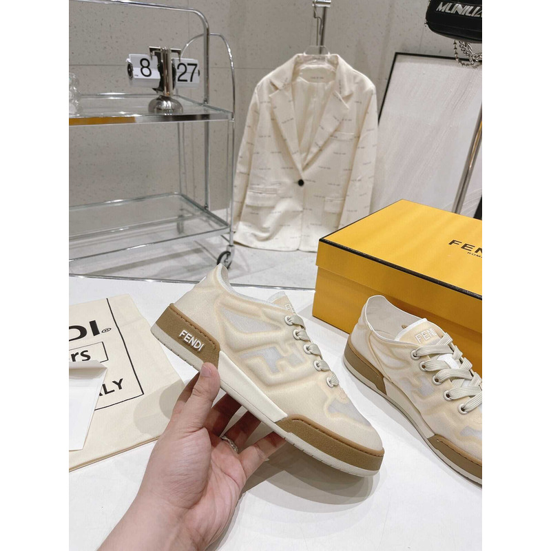 F**di match suede and leather.sneakers beige