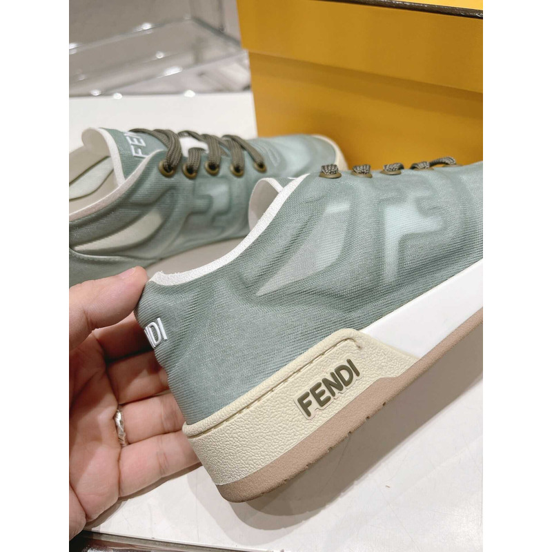 F**di match suede and leather.sneakers green