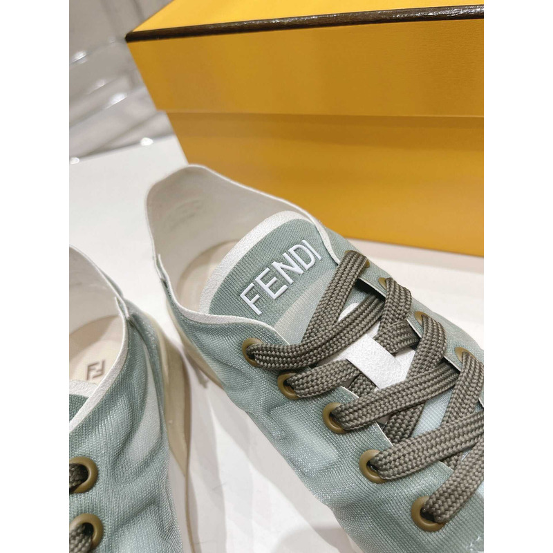 F**di match suede and leather.sneakers green