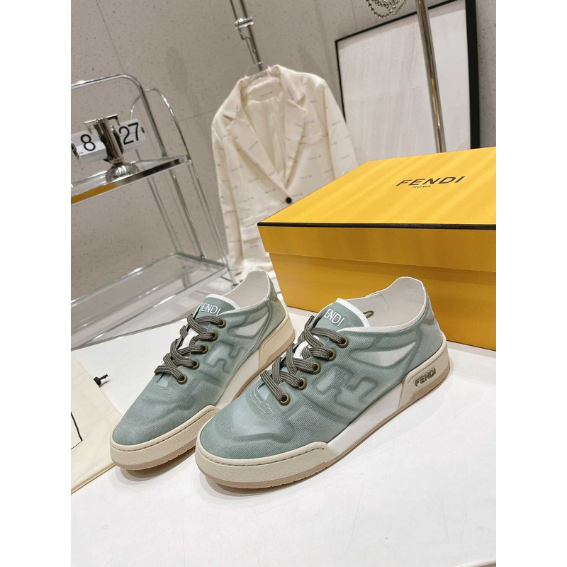 F**di match suede and leather.sneakers green