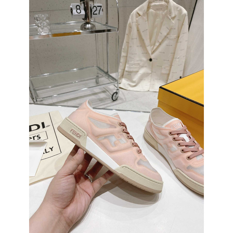 F**di match suede and leather.sneakers pink