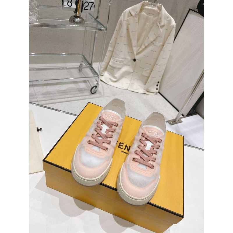 F**di match suede and leather.sneakers pink