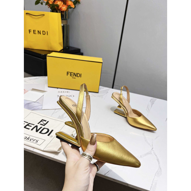 F**di first slingbacks pumps gold