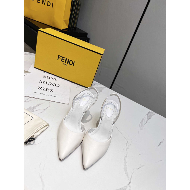 F**di first slingbacks pumps white