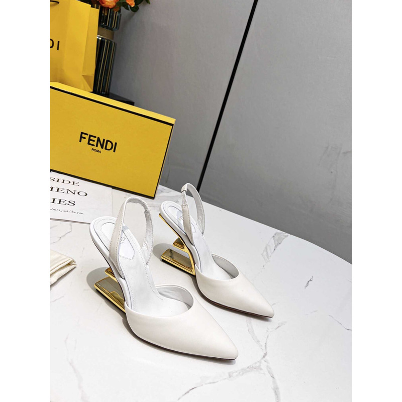 F**di first slingbacks pumps white