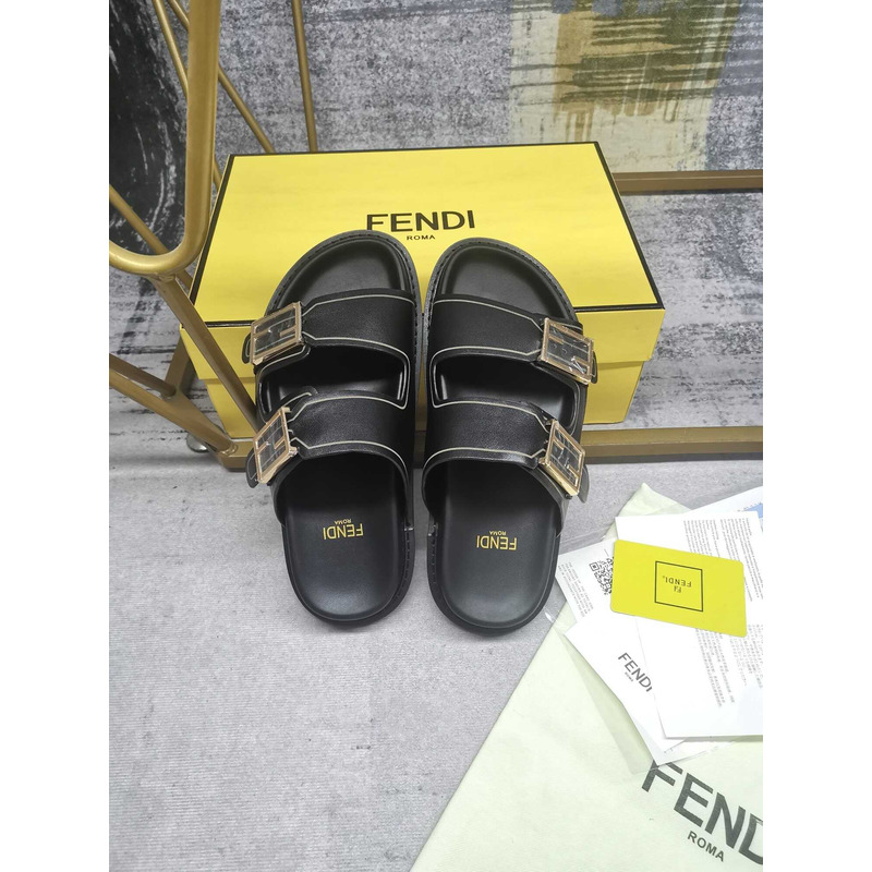 F**di feel leather slippers black