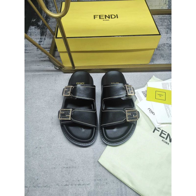 F**di feel leather slippers black