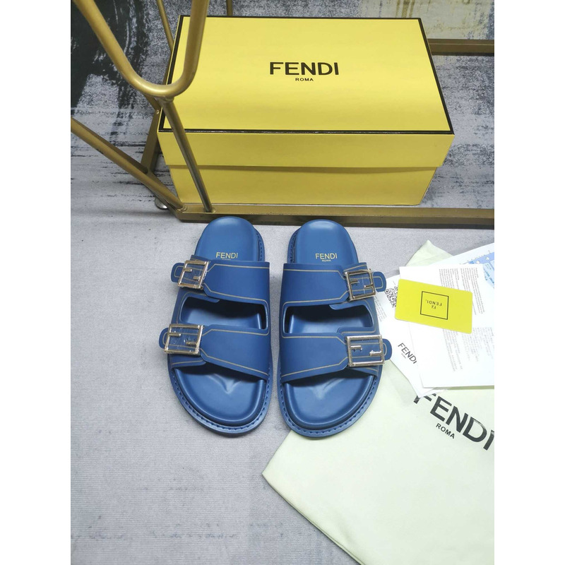 F**di feel leather slippers blue